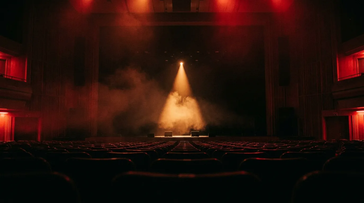 Palco vazio com um refletor aceso